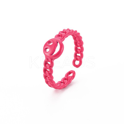 Spray Painted Brass Cuff Rings RJEW-S045-110-NR-1