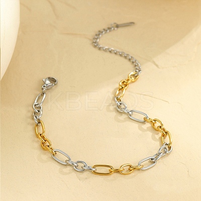 304 Stainless Steel Figaro Chains Bracelets BJEW-K284-03D-GP-1