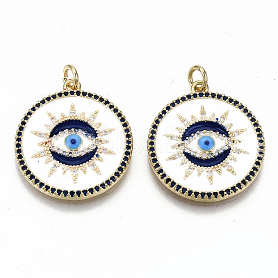 Brass Micro Pave Colorful Cubic Zirconia Pendants ZIRC-S067-196-NF-1