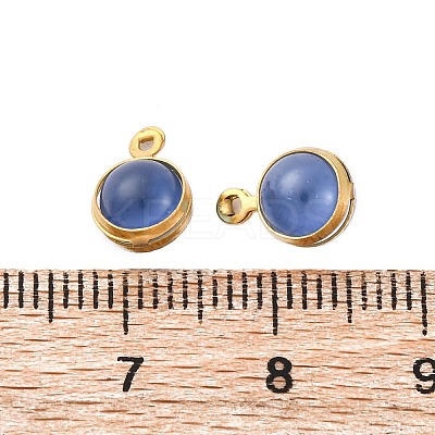 304 Stainless Steel Wrapped Dyed Natural Quartz Round Charms STAS-H235-01G-01-1