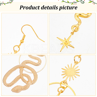 2 Pairs 2 Style Sun & Moon Planet Alloy Dangle Earrings EJEW-AN0002-42-1