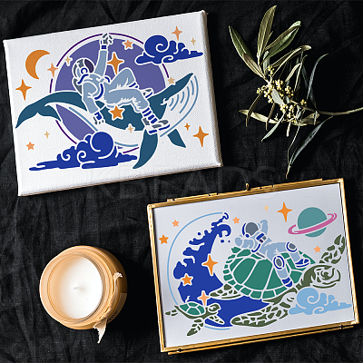 1 Set Sea Animals PET Hollow Out Drawing Painting Stencils DIY-MA0004-85-1