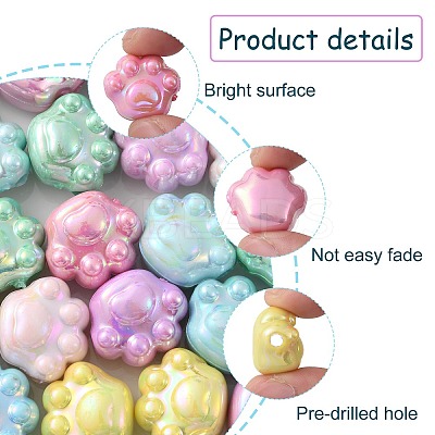 70Pcs 7 Colors Opaque Acrylic Cat Paw Beads MACR-CJ0001-48-1