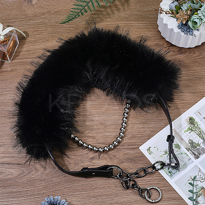 Faux Fur PU Leather Chain Belts AJEW-WH20072-55A-02-1
