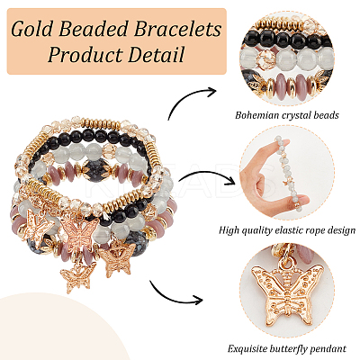 8Pcs 8 Style Synthetic Quartz Crystal & Acrylic Imitation Gemstone Beaded Stretch Bracelets Set BJEW-AN0001-29-1