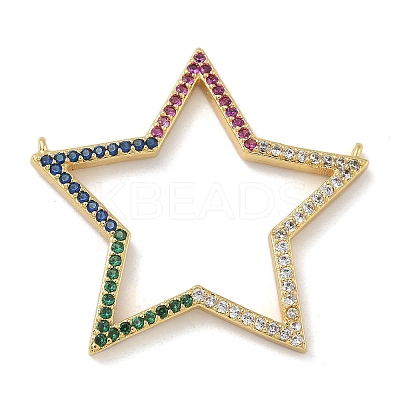 Rack Plating Brass Micro Pave Cubic Zirconia Connector Charms KK-G515-42G-02-1