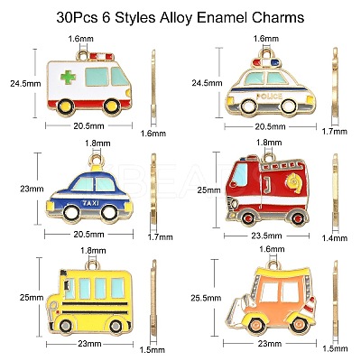30Pcs 6 Styles Alloy Enamel Pendants ENAM-CJ0004-51-1