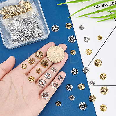 360Pcs 12 Style Tibetan Style Alloy Bead Caps FIND-PH0006-57-1