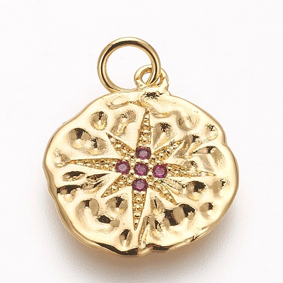 Brass Micro Pave Cubic Zirconia Pendants KK-P156-13G-01-NR-1