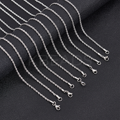 Valentines Day Gift for Husband 304 Stainless Steel Necklaces Unisex Rope Chain Necklaces NJEW-UN0001-23P-1