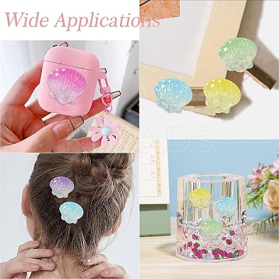 30Pcs 6 Colors Gradient Color Transparent Resin Cabochons RESI-YW0005-97-1