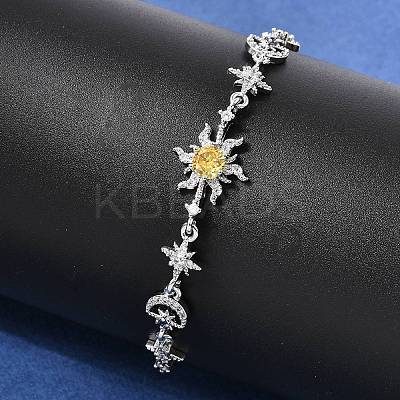 Brass Micro Pave Cubic Zirconia Link Bracelets BJEW-H639-06P-1