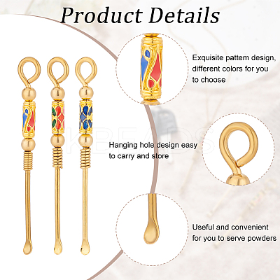 9Pcs 3 Colors Brass Enamel EarPicks AJEW-OC0004-74-1