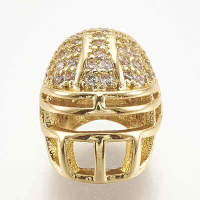 Brass Micro Pave Cubic Zirconia Football Helmet Beads ZIRC-S061-52G-1