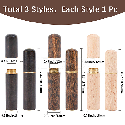 3pcs 3 Colors Sandalwood Leather Craft Sewing Needles Case Box AJEW-GF0011-72-1