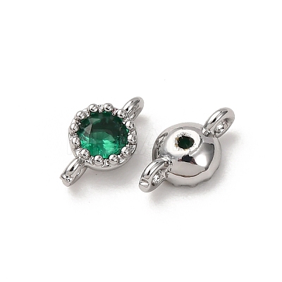 Brass Pave Green Cubic Zirconia Connector Charms ZIRC-L105-11P-1