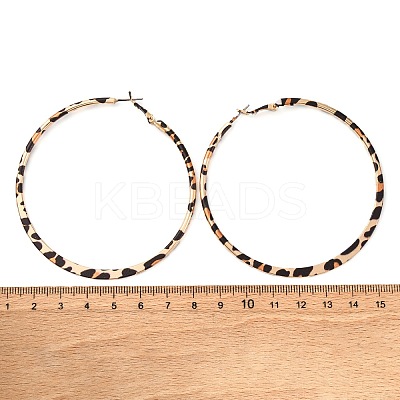 Ring with Leopard Print Alloy Hoop Earrings LS-EJEW-Z112-02P-1