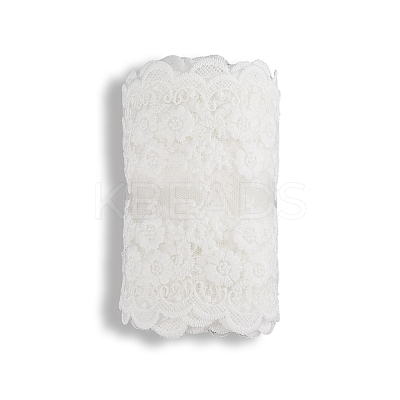 5 Yards Milk Fiber Embroidery Lace Trim Ribbon OCOR-GF0005-14B-1