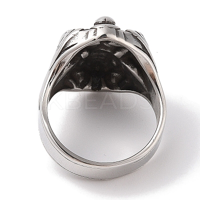 Viking 304 Stainless Steel Angel Cross Sword Wide Finger Rings for Mens RJEW-U005-03AS-1