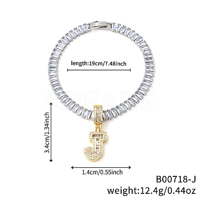 Fashionable Brass Micro Pave Clear Cubic Zirconia Charm Bracelets AF9298-10-1