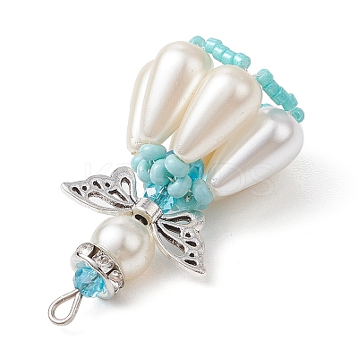 Pearlized Glass Pearl Beads Pendants PALLOY-MZ00487-02-1