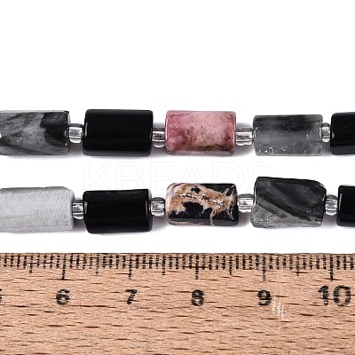 Natural Rhodonite & Eagle Eye & Obsidian Beads Strands G-Q614-01A-02-1