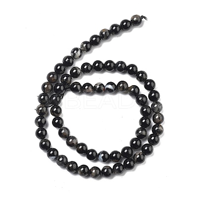 Natural Black Tourmaline Beads Strands G-Q031-A01-6mm-1
