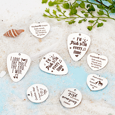 12Pcs 6 Styles 201 Stainless Steel Pendants STAS-AR0001-58-1