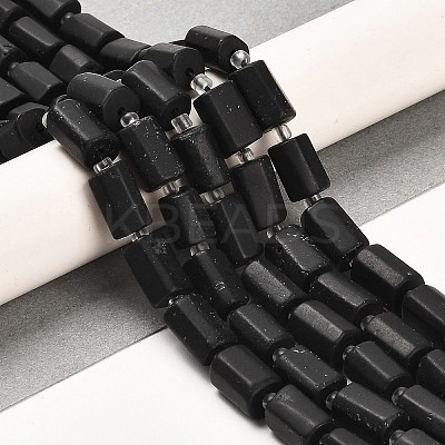 Frosted Natural Black Tourmaline Beads Strands G-G068-A26-01-1