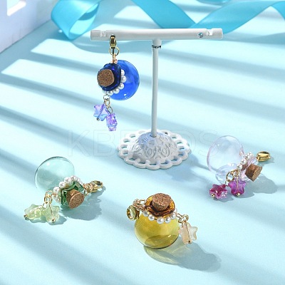 Glass Empty Wishing Bottles Pendant Decorations HJEW-TA00062-1