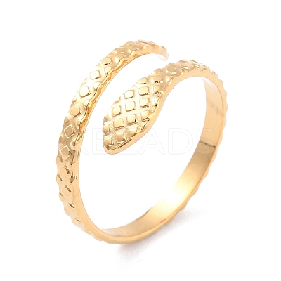 Ion Plating(IP) 304 Stainless Steel Snake Wrap Open Cuff Ring for Women RJEW-L103-27G-1
