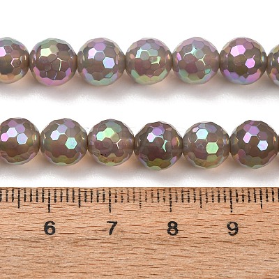 Electroplated Natural Agate Beads Strands G-B191-A07-8mm-03-1