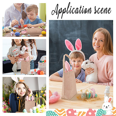 Easter Theme Jute & Cloth Rabbit Ear Gift Bags ABAG-WH0025-07A-1