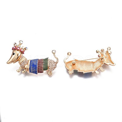 Dog with Crown Enamel Pin with Rhinestone JEWB-N007-069-1