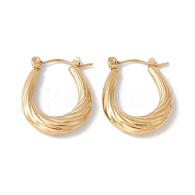 Ion Plating(IP) 304 Stainless Steel Twist Teardrop Hoop Earrings for Women EJEW-G314-05G-1