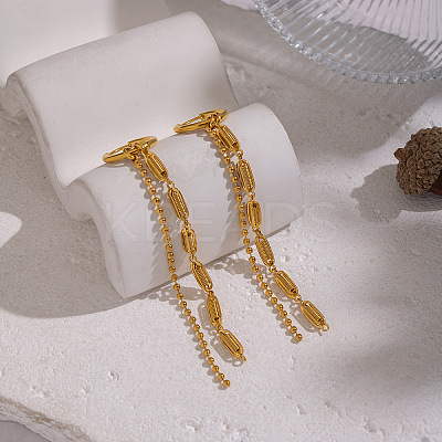 Chain Tassel 304 Stainless Steel Hoop Earrings SU3724-1