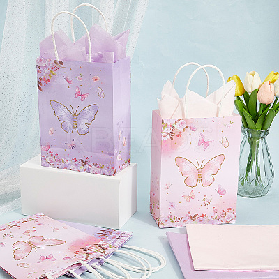 16Pcs 2 Colors Butterfly Print Paper Packaging Bags ABAG-BBC0001-29A-1