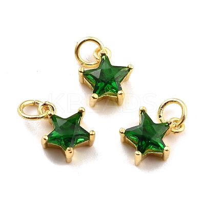 Brass Cubic Zirconia Charms KK-A156-05G-RS-1