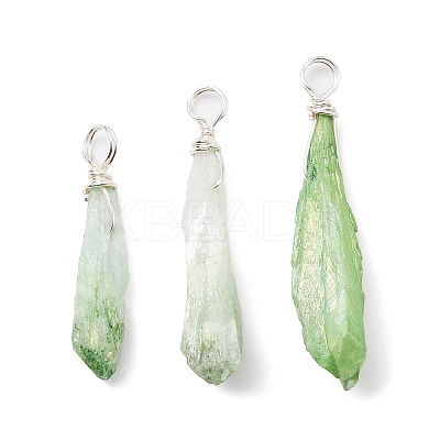 Electroplated Raw Rough Natural Quartz Crystal Copper Wire Wrapped Pendants PALLOY-JF02409-02-1