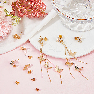 10Pcs Brass Stud Earring Findings KK-BBC0010-83-1