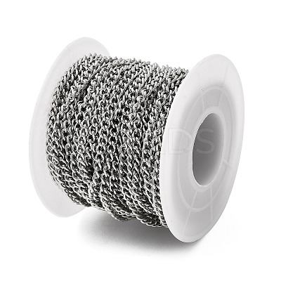 Tarnish Resistant 304 Stainless Steel Curb Chains STAS-M032-4mm-51P-1