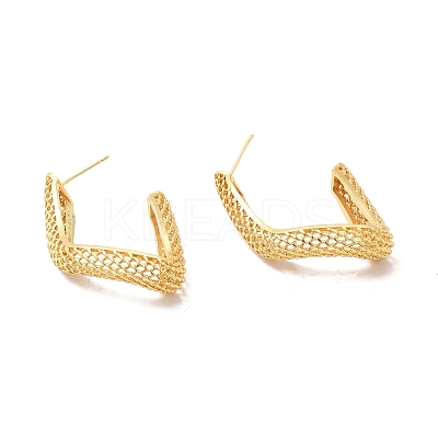 Rack Plating Brass Hollow Out Twist Stud Earrings for Women EJEW-F308-05G-1
