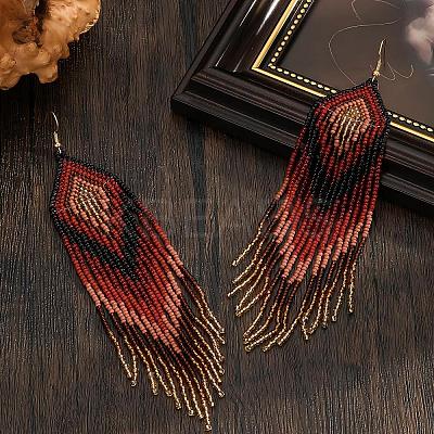 Bohemian Handmade Glass Seed Beads Dangle Earrings EM1640-1