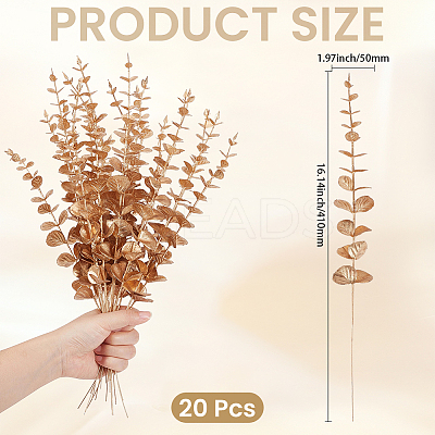 20Pcs Plastic Artificial Eucalyptus Leaves DJEW-GF0001-88A-1