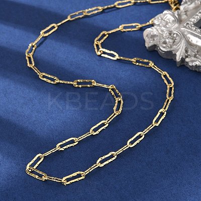 Brass Textured Paperclip Chain Necklaces for Women Men NJEW-F337-02G-01-1