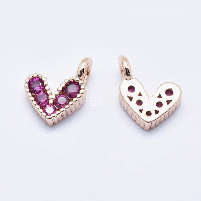 Brass Micro Pave Cubic Zirconia Charms ZIRC-J040-08RG-NR-1