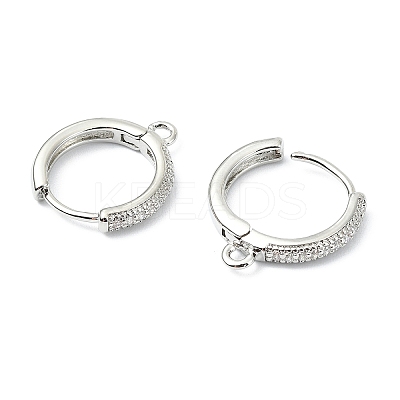 SHEGRACE Brass Micro Pave Clear Cubic Zirconia Hoop Earrings Findings XGR0155P-95P-1