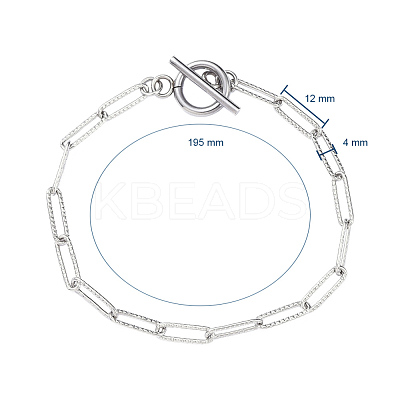 Tarnish Resistant 304 Stainless Steel Textured Paperclip Chain Bracelets X-BJEW-JB05112-1
