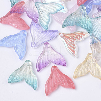 Transparent Spray Painted Glass Pendants X-GLAA-S190-009A-1