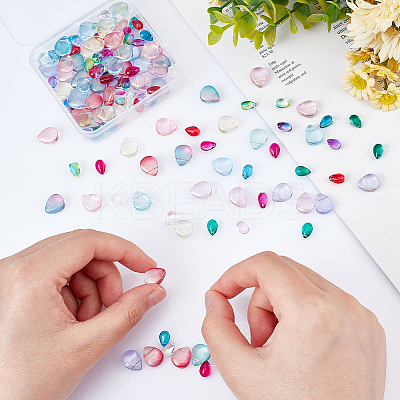 160Pcs 16 Style Transparent Spray Painted Glass Beads GLAA-GA0001-45-1